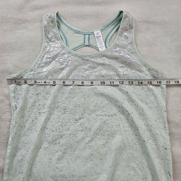 Ivivva by Lululemon Mint Green Foil Glitter Racerback Tank Top Girls Size 14 - Picture 6 of 9